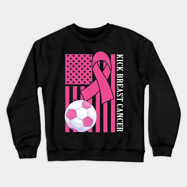 Kick Breast Cancer Awareness Soccer Pink Ribbon Crewneck Sweatshirt by DODG99